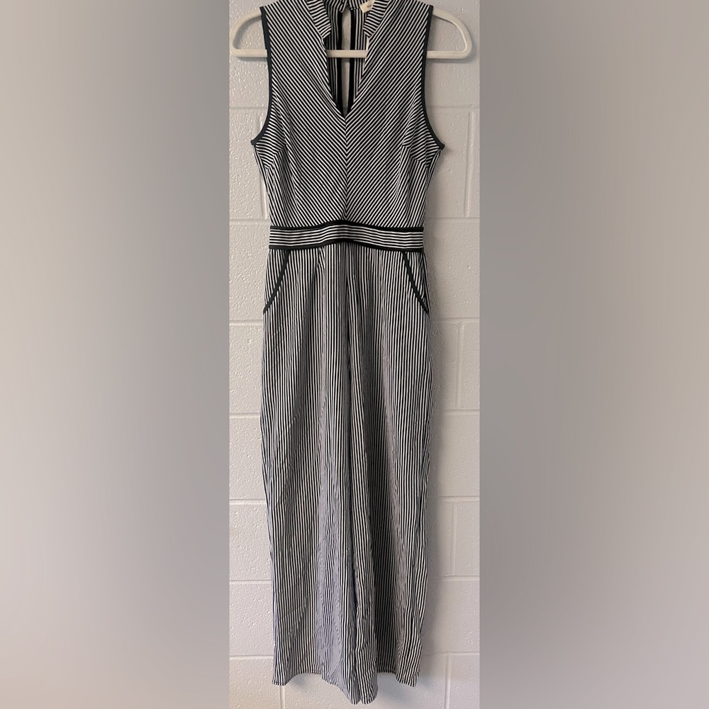 MONTEAU Striped Jumpsuit with Pockets